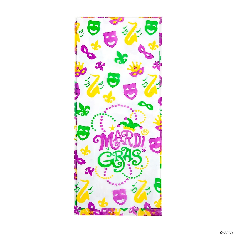 5" x 11 1/2" Medium Mardi Gras Icons Cellophane Treat Bags - 12 Pc.