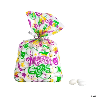 5" x 11 1/2" Medium Mardi Gras Icons Cellophane Treat Bags - 12 Pc.