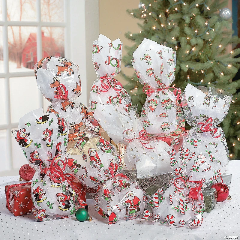 5" x 11" Candy Cane Cellophane Treat Bags - 12 Pc.