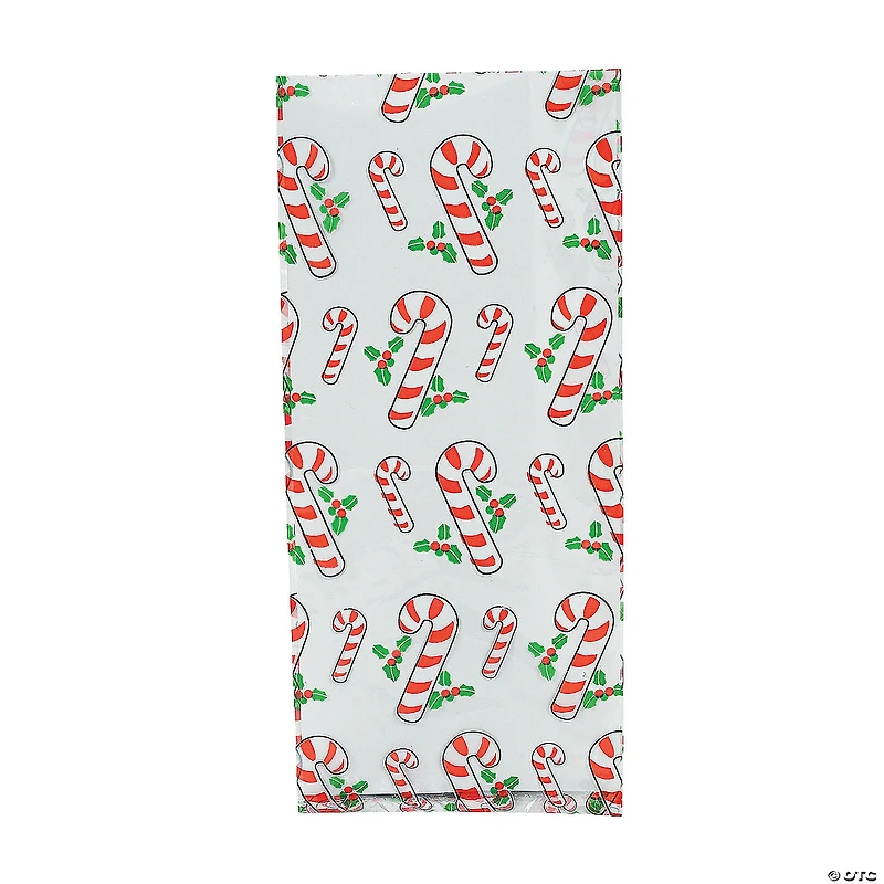 5" x 11" Candy Cane Cellophane Treat Bags - 12 Pc.