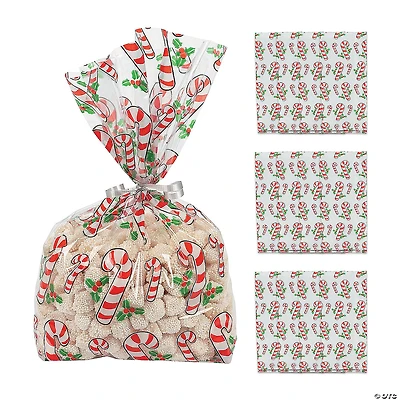 5" x 11" Candy Cane Cellophane Treat Bags - 12 Pc.