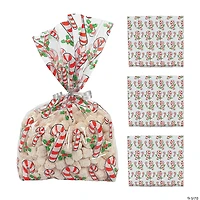5" x 11" Candy Cane Cellophane Treat Bags - 12 Pc.