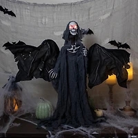 50" Animated Hanging Winged Grim Reaper with LED Eyes Halloween Decoration