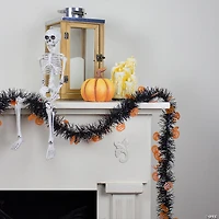 50' Black with Orange Jack O Lanterns Halloween Tinsel Garland - Unlit