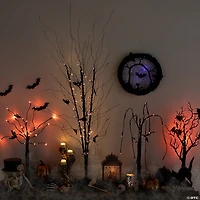 50" LED Lighted Black Halloween Branch Tree with Bats  Warm White Lights