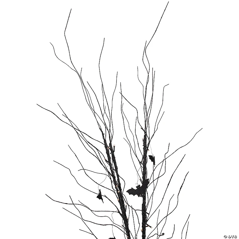 50" LED Lighted Black Halloween Branch Tree with Bats  Warm White Lights