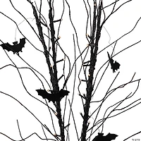 50" LED Lighted Black Halloween Branch Tree with Bats  Warm White Lights