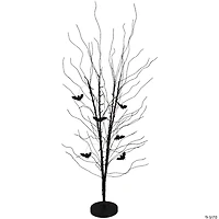 50" LED Lighted Black Halloween Branch Tree with Bats  Warm White Lights
