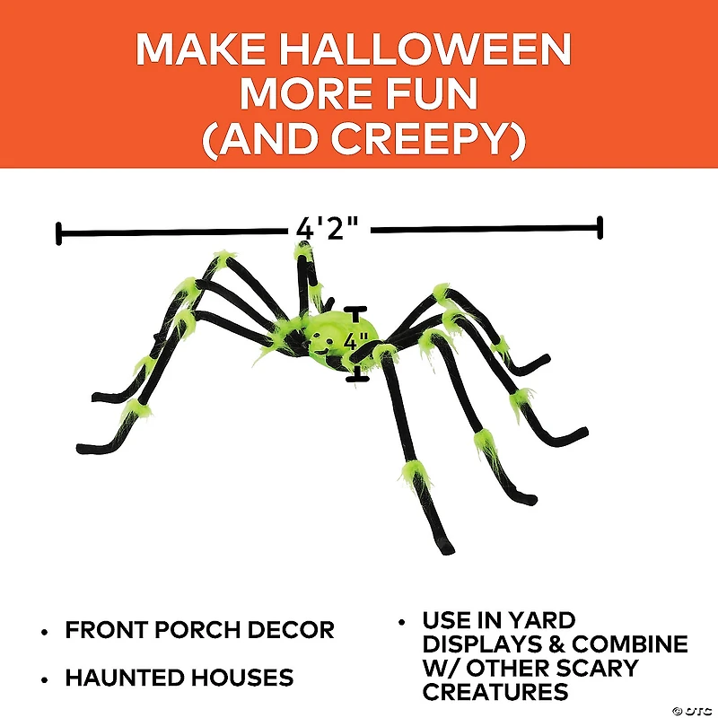 50" x 4" Green Illuminated Spider Halloween Decoration
