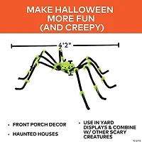 50" x 4" Green Illuminated Spider Halloween Decoration