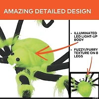 50" x 4" Green Illuminated Spider Halloween Decoration