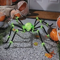 50" x 4" Green Illuminated Spider Halloween Decoration