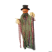 51 1/4" Animated Hanging Red Checkered Shirt Pumpkin Man Halloween Decoration