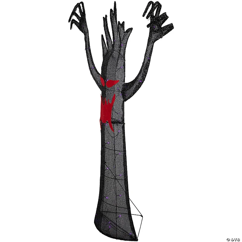 55" LED Lighted Black Terrifying Tree Outdoor Halloween Decoration  Purple Lights