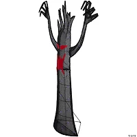 55" LED Lighted Black Terrifying Tree Outdoor Halloween Decoration  Purple Lights