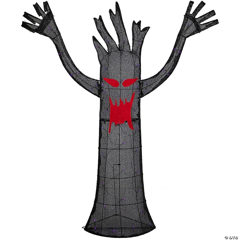 55" LED Lighted Black Terrifying Tree Outdoor Halloween Decoration  Purple Lights