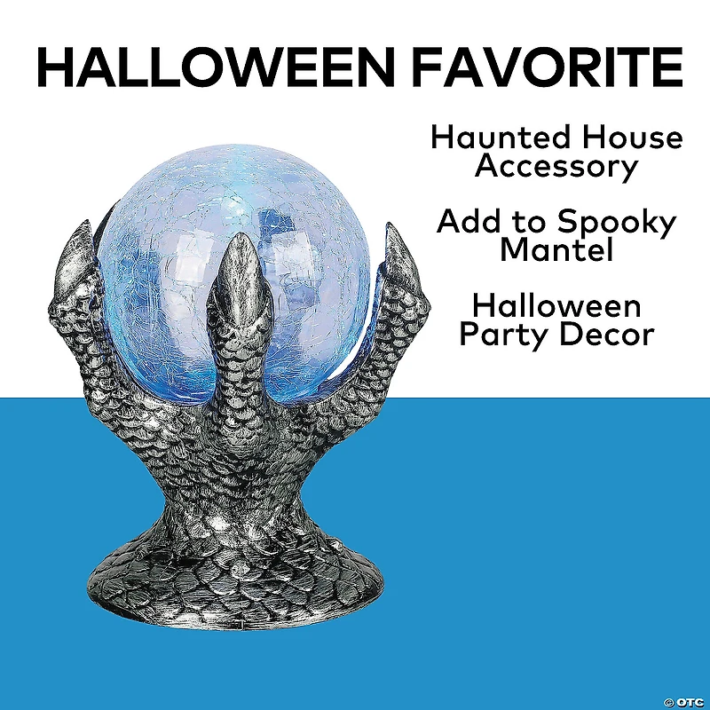 6 1/2" x 7 3/4" Light-Up Mystic Crystal Ball on Hand Halloween Tabletop Decoration