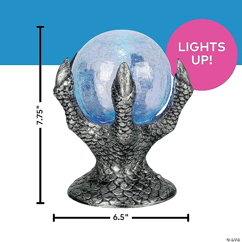 6 1/2" x 7 3/4" Light-Up Mystic Crystal Ball on Hand Halloween Tabletop Decoration