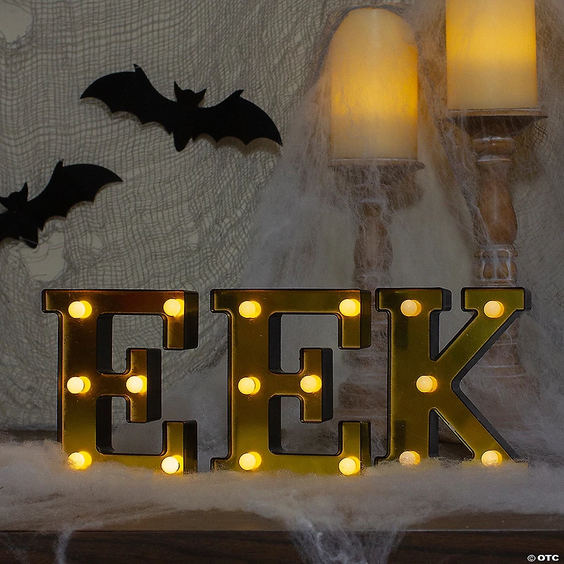 6.5" LED Lighted Gold EEK Halloween Marquee Sign
