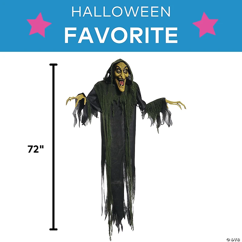 6' Animated Hanging Witch Halloween Decoration