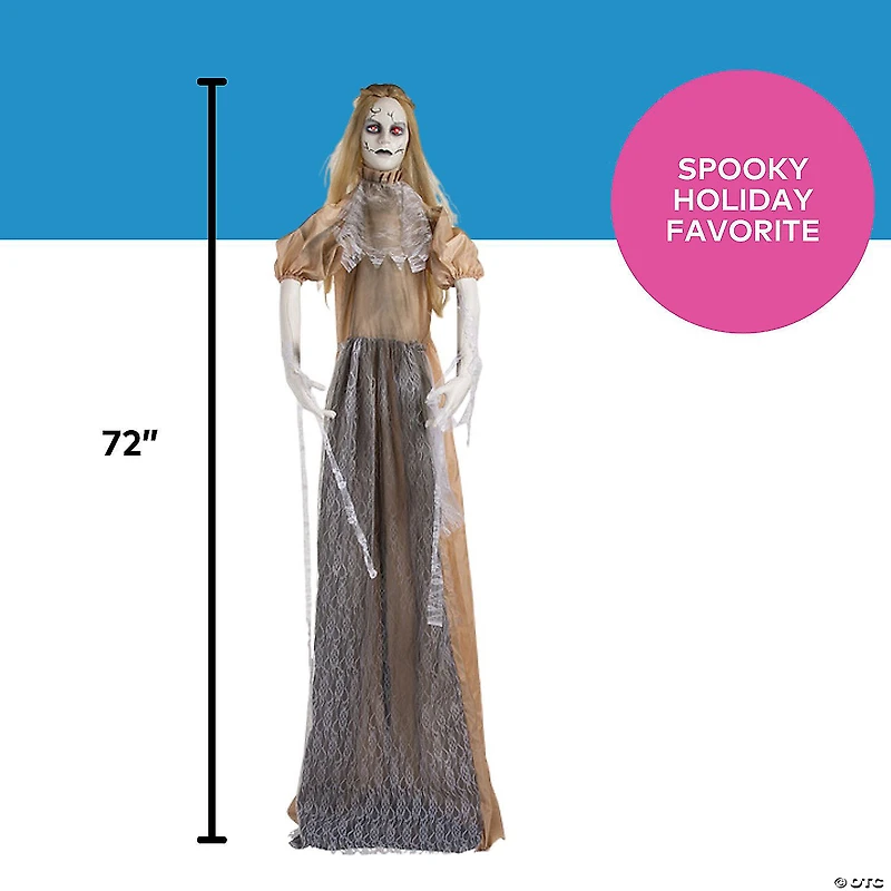 6' Animated Zombie Bride Halloween Decoration