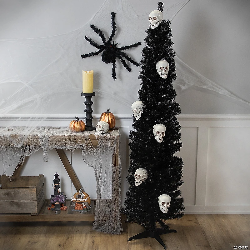 6' Charcoal Brown Iridescent Slim Artificial Tinsel Halloween Tree  Unlit