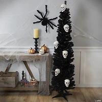 6' Charcoal Brown Iridescent Slim Artificial Tinsel Halloween Tree  Unlit