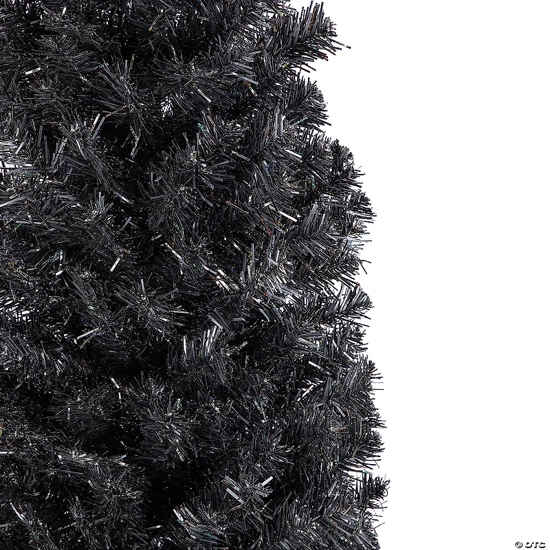 6' Charcoal Brown Iridescent Slim Artificial Tinsel Halloween Tree  Unlit