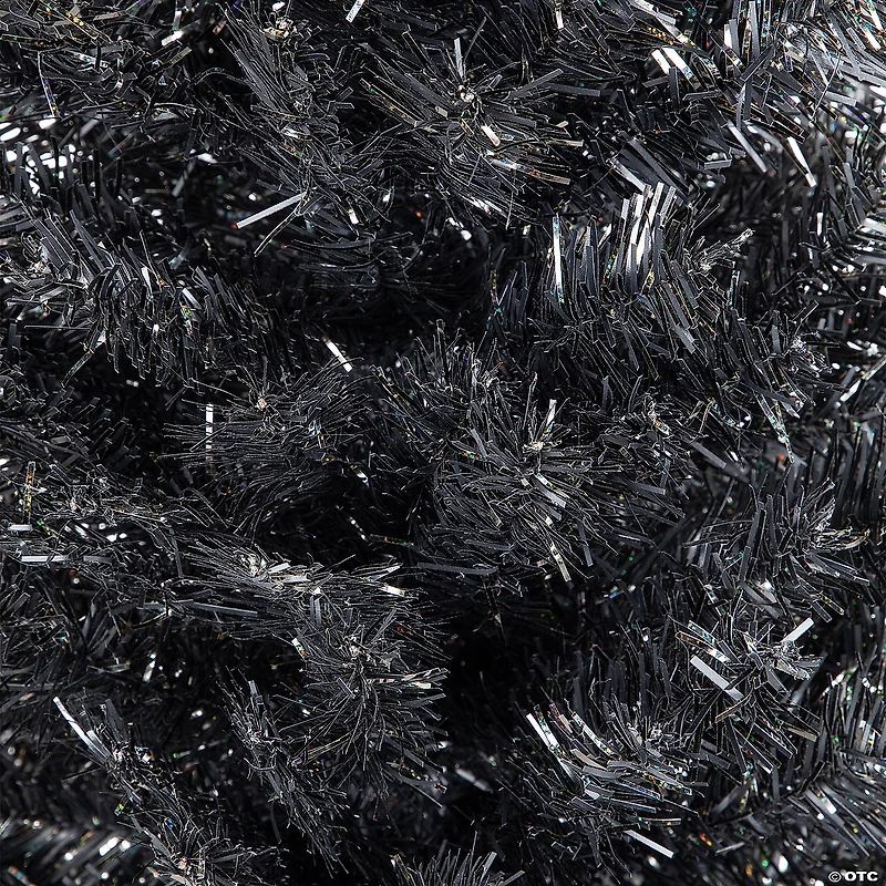 6' Charcoal Brown Iridescent Slim Artificial Tinsel Halloween Tree  Unlit