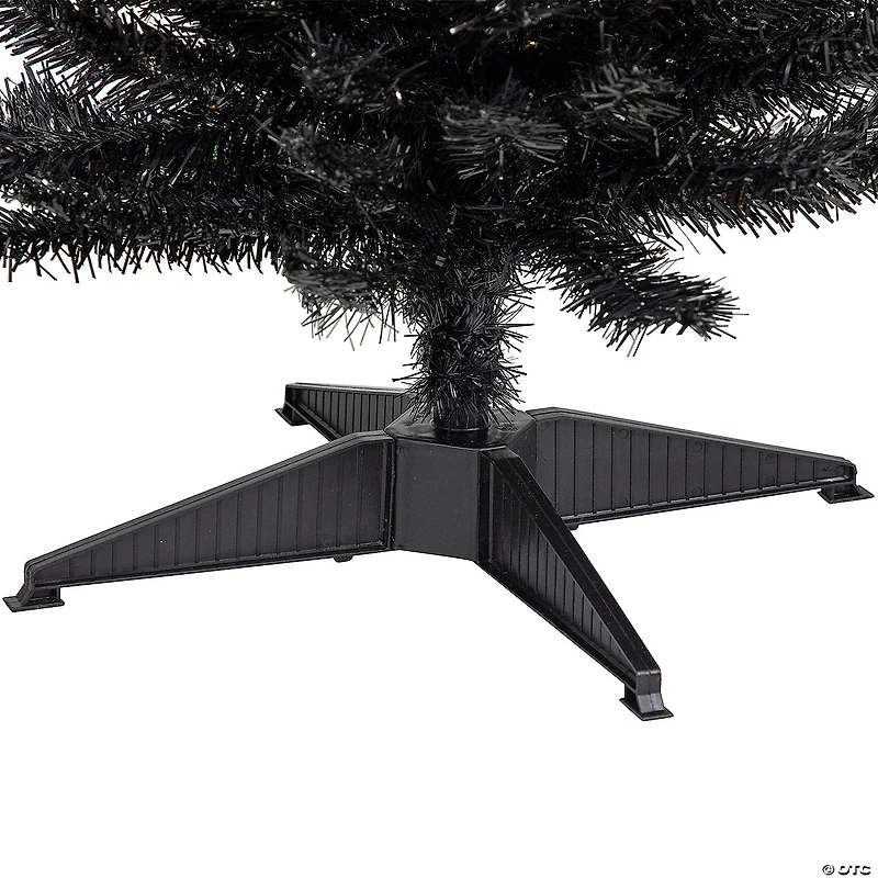 6' Charcoal Brown Iridescent Slim Artificial Tinsel Halloween Tree  Unlit