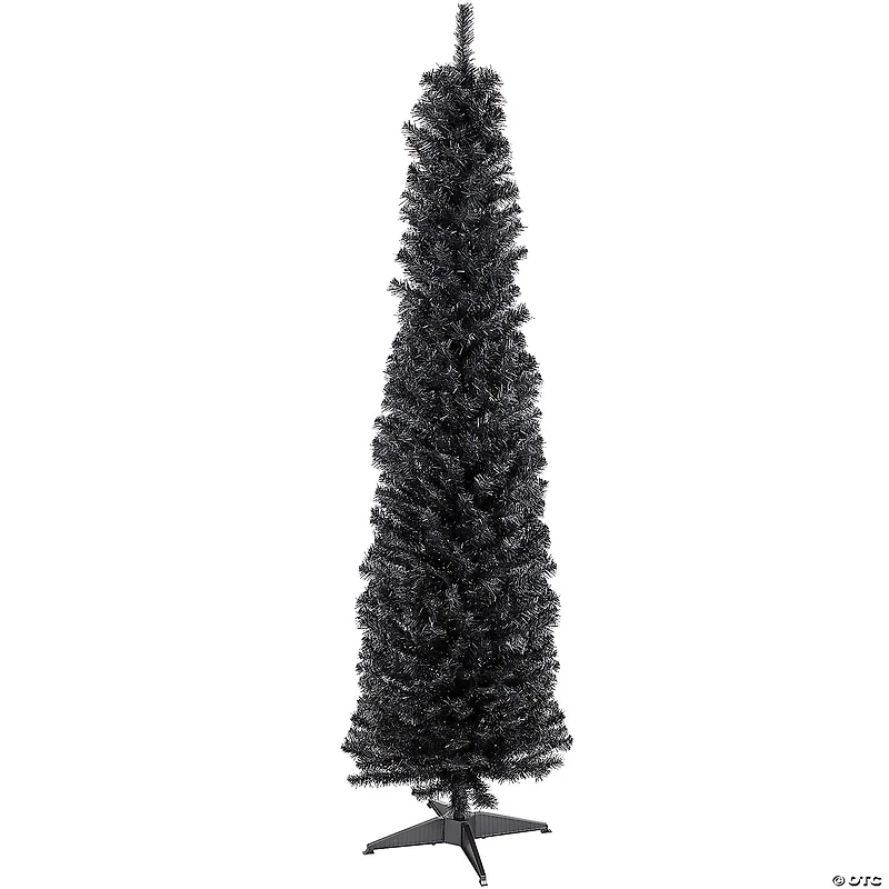 6' Charcoal Brown Iridescent Slim Artificial Tinsel Halloween Tree  Unlit