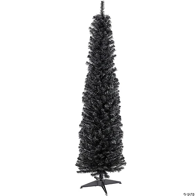 6' Charcoal Brown Iridescent Slim Artificial Tinsel Halloween Tree  Unlit