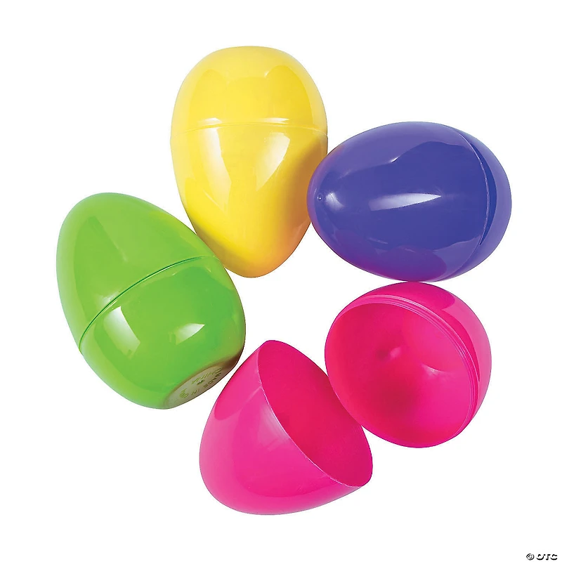 6" Fillable Plastic Bright Easter Eggs - 12 Pc.