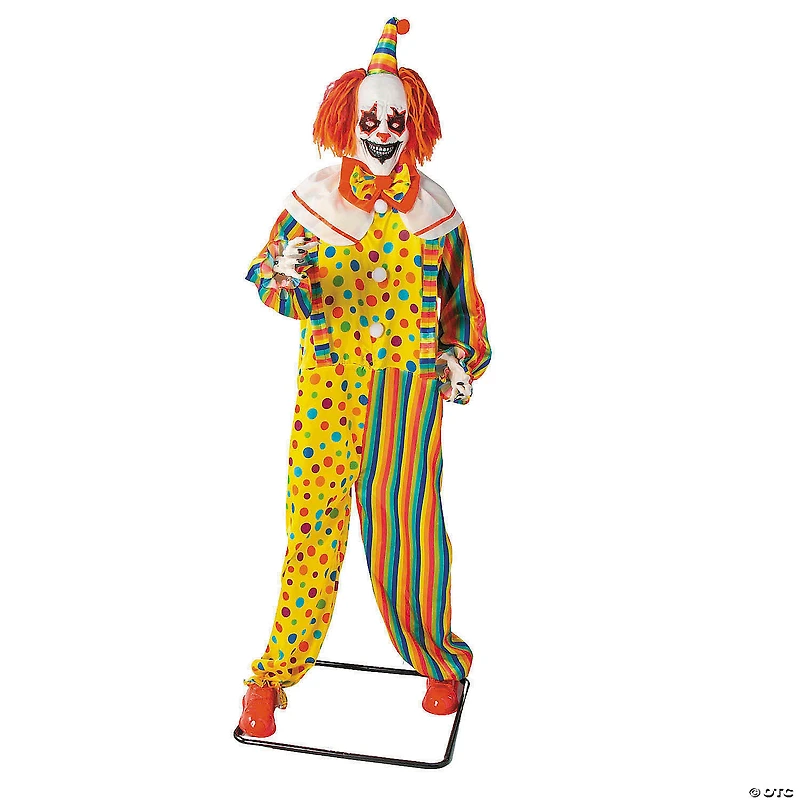 6 Ft. 2 3/4" Animated Standing Light-Up Multicolor Clown Halloween Decoration