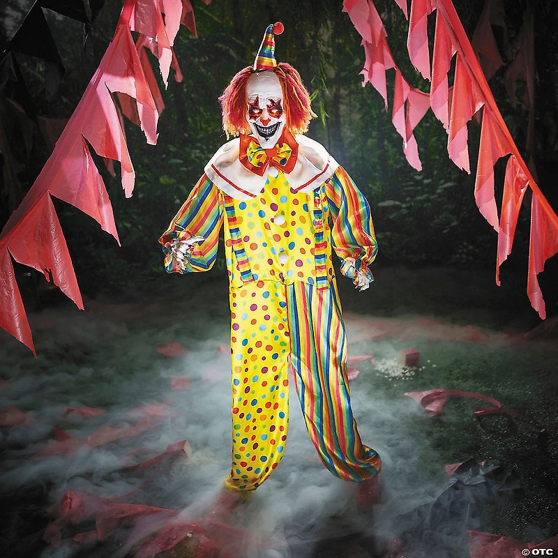 6 Ft. 2 3/4" Animated Standing Light-Up Multicolor Clown Halloween Decoration