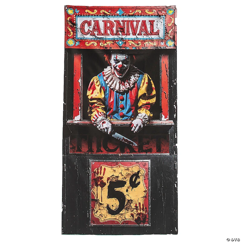6 Ft. 6 3/4" Carnival Booth with Bloody Clown Door Curtain Halloween Decoration