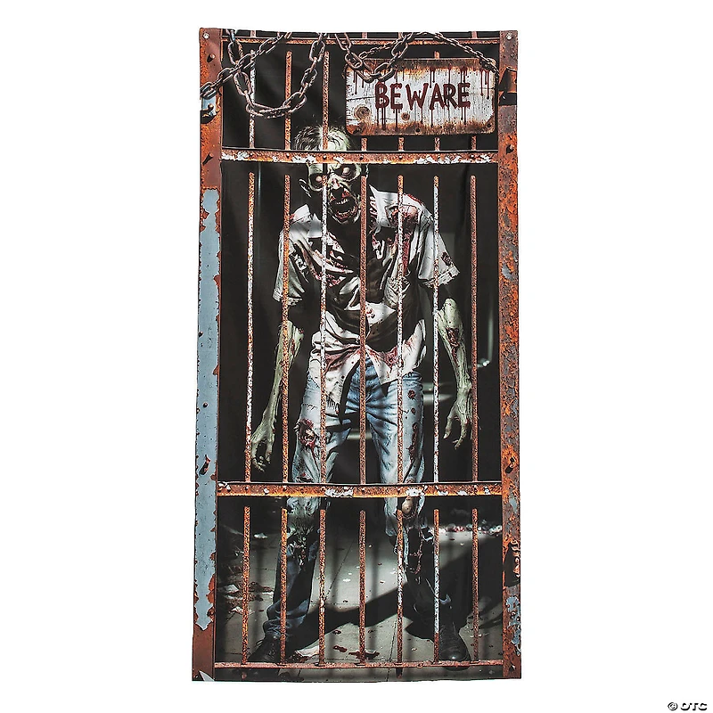 6 Ft. 6 3/4" Zombie in a Locked Cage Door Curtain Halloween Decoration