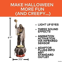 6 Ft. 7" Animated Light-Up Skeleton Stirring Cauldron Halloween Decoration