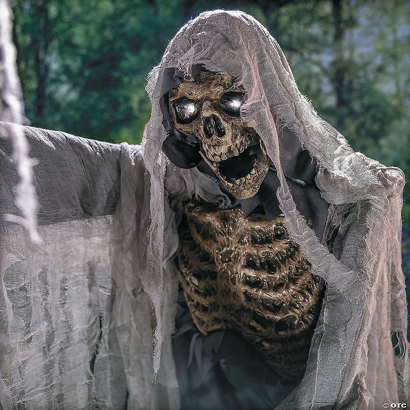 6 Ft. 7" Animated Light-Up Skeleton Stirring Cauldron Halloween Decoration