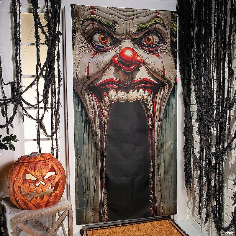 6 Ft. 8 3/4" Carnival Clown Face Entryway Door Curtain Halloween Decoration