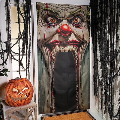6 Ft. 8 3/4" Carnival Clown Face Entryway Door Curtain Halloween Decoration