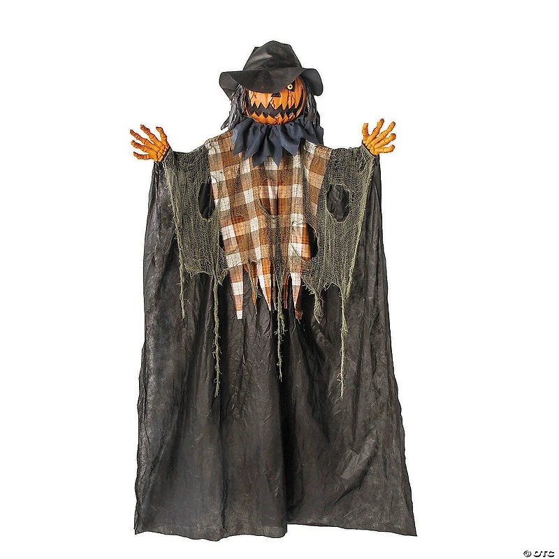 6 Ft. Animated Hanging Checkered Shirt Pumpkin Man Halloween Decoration