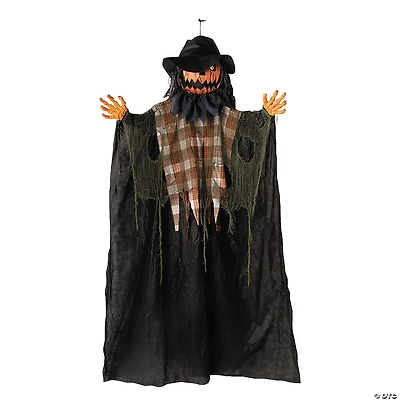 6 Ft. Animated Hanging Checkered Shirt Pumpkin Man Halloween Decoration