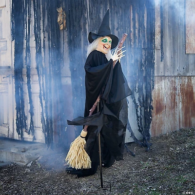 6 Ft. Lifesize Flying Witch Outdoor Animated Prop