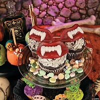 6 oz. Bold Red Lips & White Wax Candy Fangs Vampire Teeth - 12 Pc.