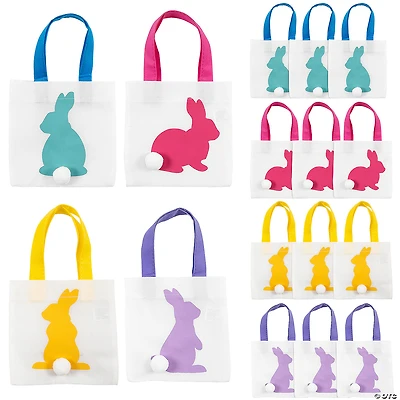 6" x 6" Mini Easter Bunny Silhouette Nonwoven Tote Bags -12 Pc.