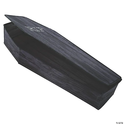 60" Wooden-Look Black Coffin With Lid Halloween Decoration