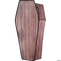 60" Wooden-Look Brown Coffin With Lid Halloween Decoration