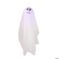 64 3/4" White Light-Up Smiling Ghost Hanging Halloween Decoration