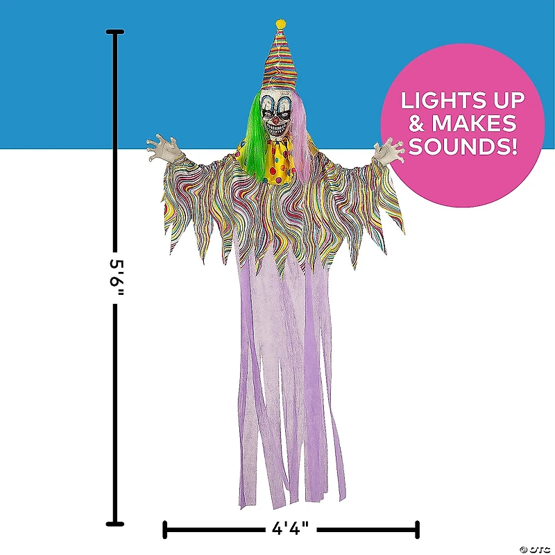 66 3/4" Light-Up Hanging Clown with Sounds Halloween Decoration
